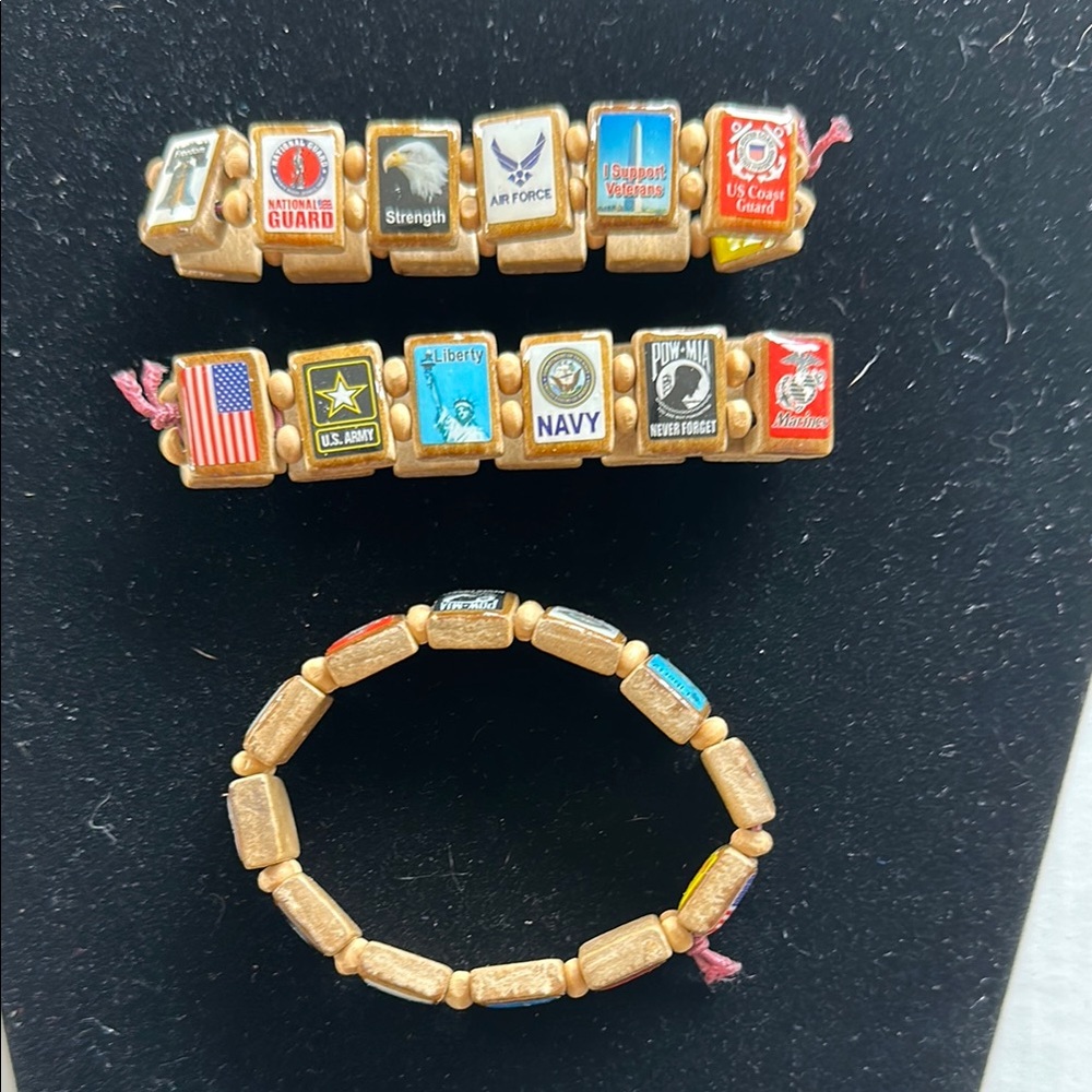 Wooden Military Tile Stretch Bracelet 2 For $15